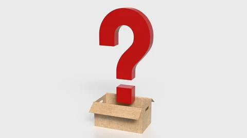 The red question mark in paper box on white background  3d rendering. Stock Illustration