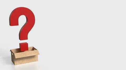 The red question mark in paper box on white background  3d rendering. Stock Illustration