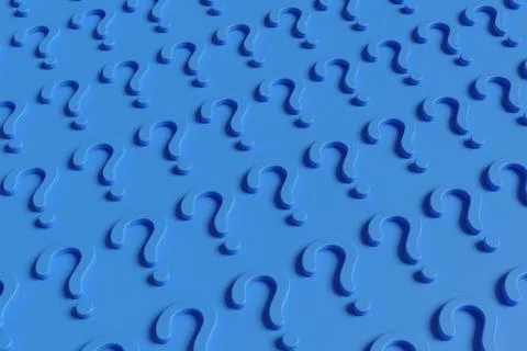 Red question mark pattern on blue background. 3d illustration. イラスト素材