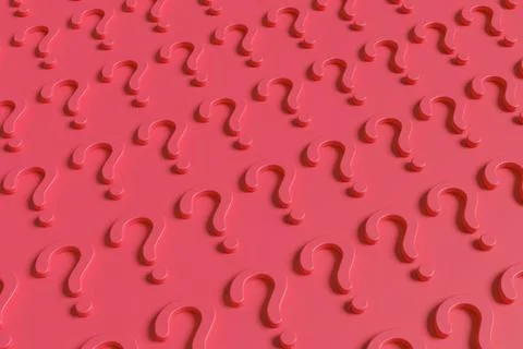 Red question mark pattern on red background. 3d illustration. Stock Illustration