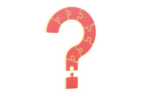 Red Question Mark Puzzle, 3D rendering Stock Illustration