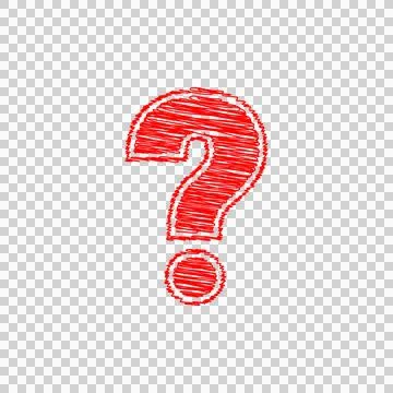 Red question mark scribble asking questions icon png on transparent background Stock Illustration