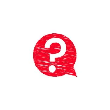 Red Question Mark in Speech Bubble on White Background Stock Illustration