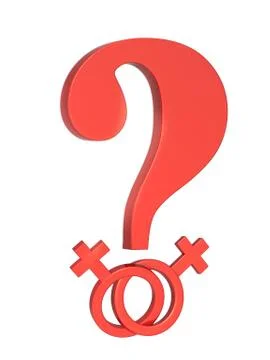 Red question mark with two female symbols Stock Illustration
