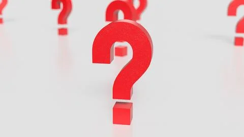 The red question mark on white background 3d rendering. Illustrazione stock