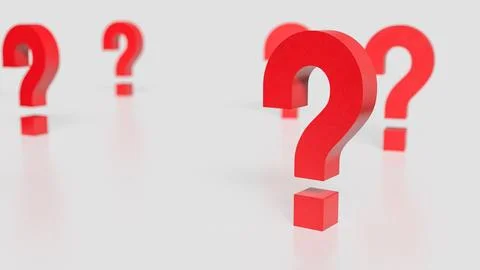 The red question mark on white background 3d rendering. Stock Illustration