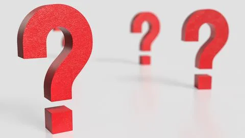 The red question mark on white background 3d rendering. イラスト素材