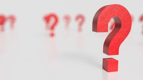 The red question mark on white background 3d rendering. Illustrazione stock