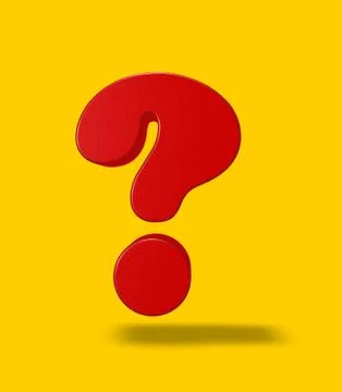 Red question mark on yellow background - 3d illustration Stock Illustration