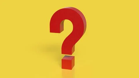 The RED Question mark on yellow Background 3d Rendering. Stock Illustration