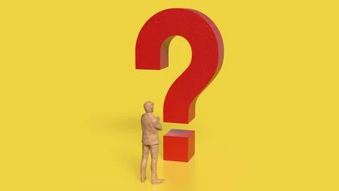 The RED Question mark on yellow Background 3d Rendering. Stock Illustration
