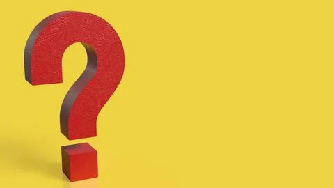The RED Question mark on yellow Background 3d Rendering. Stock Illustration