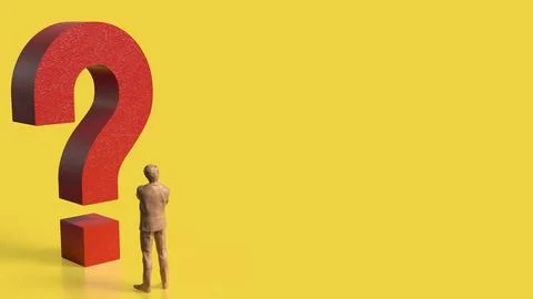 The RED Question mark on yellow Background 3d Rendering. Stock Illustration