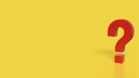 The RED Question mark on yellow Background 3d Rendering. Stock Illustration