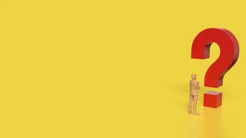The RED Question mark on yellow Background 3d Rendering. Stock Illustration