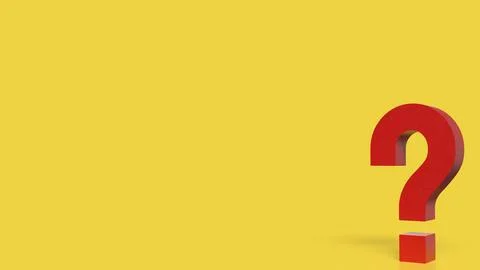 The RED Question mark on yellow Background 3d Rendering. 스톡 일러스트
