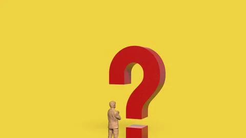 The RED Question mark on yellow Background 3d Rendering. Stock Illustration