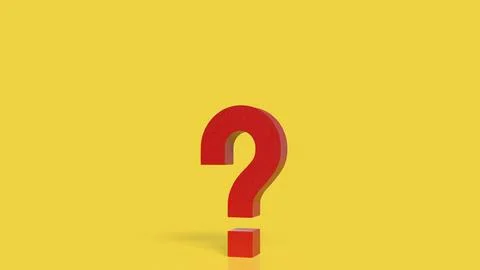 The RED Question mark on yellow Background 3d Rendering. Stock Illustration