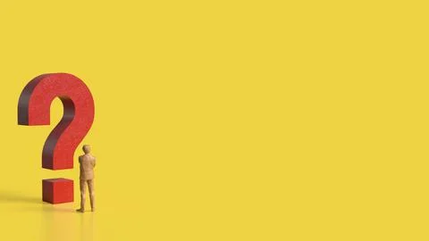 The RED Question mark on yellow Background 3d Rendering. Stock Illustration