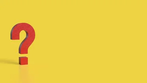 The RED Question mark on yellow Background 3d Rendering. 스톡 일러스트