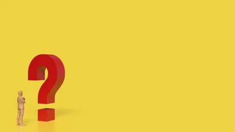 The RED Question mark on yellow Background 3d Rendering. Stock Illustration