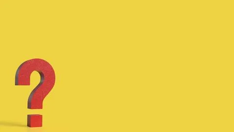The RED Question mark on yellow Background 3d Rendering. Stock Illustration