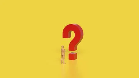 The RED Question mark on yellow Background 3d Rendering. Stock Illustration