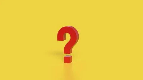 The RED Question mark on yellow Background 3d Rendering. Stock Illustration