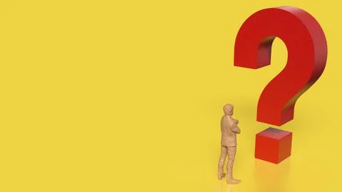 The RED Question mark on yellow Background 3d Rendering. Stock Illustration