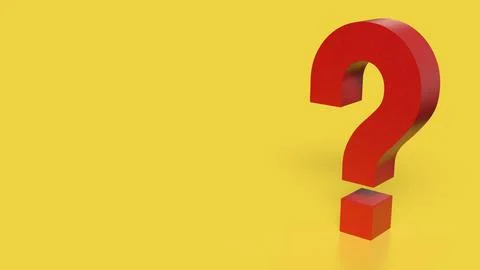 The RED Question mark on yellow Background 3d Rendering. Stock Illustration