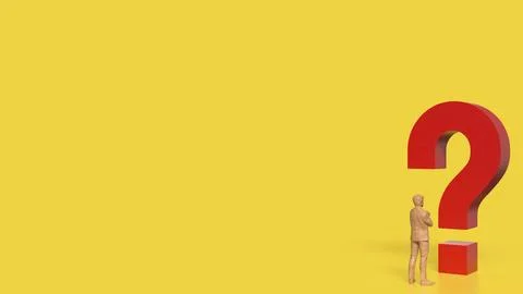 The RED Question mark on yellow Background 3d Rendering. Stock Illustration