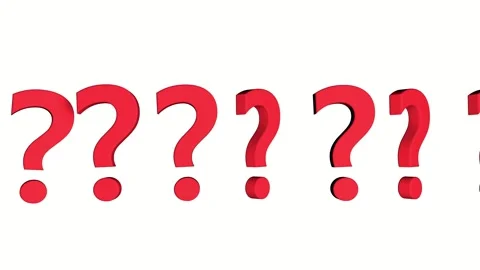 Red question marks in a row 3D animation on white background. Stock Footage 304669496
