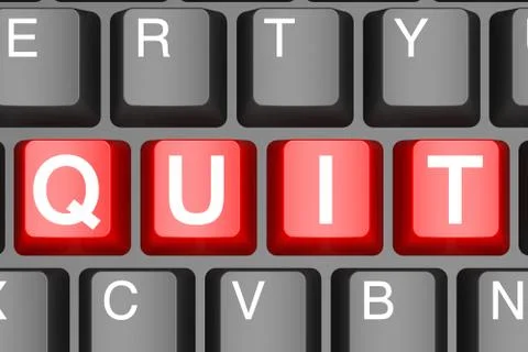 Red quit button on modern computer keyboard Stock Illustration