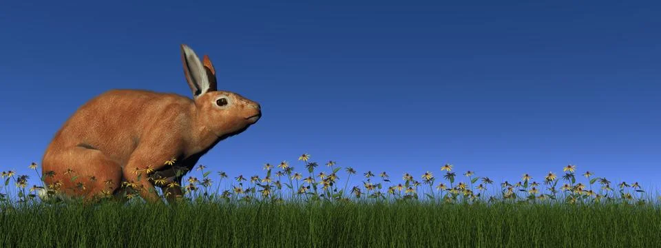 Red rabbit - 3D render Illustrazione stock