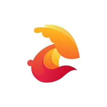 Red Rabbit Logo Vector Design Template Stock Illustration