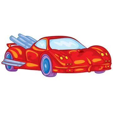 Red racing car with driver inside, toy, isolated object on a white background Stock Illustration