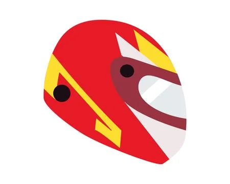 Red racing helmet. Visor. Side view. Protection for motorcycle, car and kart Stock Illustration