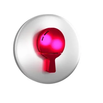 Red Racket for playing table tennis icon isolated on transparent background.. Stock Illustration