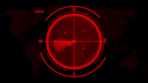 Red radar display animation with rockets. Red radar display military sonar .. Stock Footage 337133324