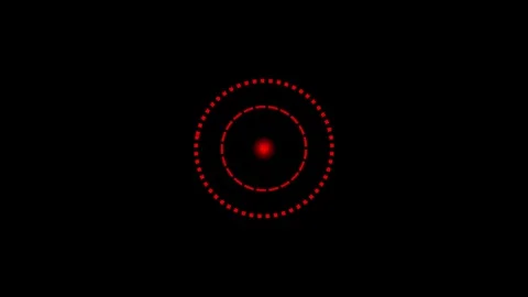 Red Radar HUD Circle Rotation with Glowing Center Point on Black Background HD. Vídeo Stock 341814412