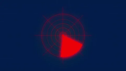 Red Radar Signal Animation Loop on Digital Blue Grid 스톡 동영상 311078344