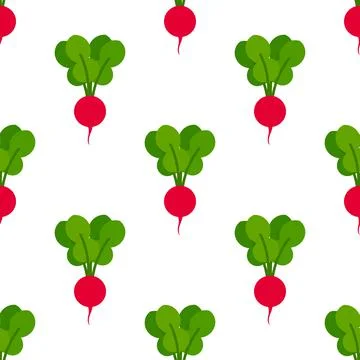 Red radishes seamless pattern. Vector illustration. Stock Illustration