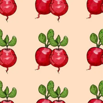 Red radishes Seamless texture Stock Illustration
