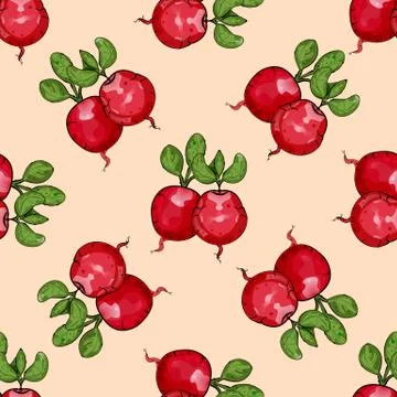 Red radishes Seamless texture Stock Illustration
