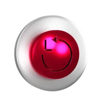 Red Radius icon isolated on transparent background. Silver circle button. Illustrazione stock
