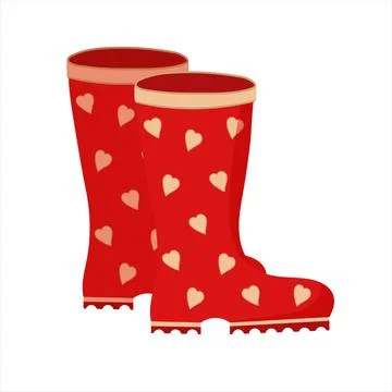 Red rain boots, flat vector illustration Stock Illustration