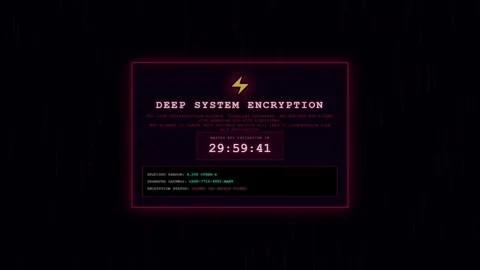 Red ransomware warning screen with system encryption countdown 库存影片 342147992