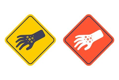 Red rash on hand icon. Stock Illustration