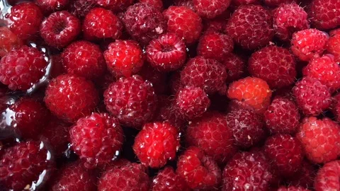 Red raspberries in a cup of water. Stock Footage 112717375
