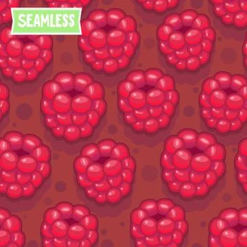 Red Raspberries. Seamless pattern Stock Illustration